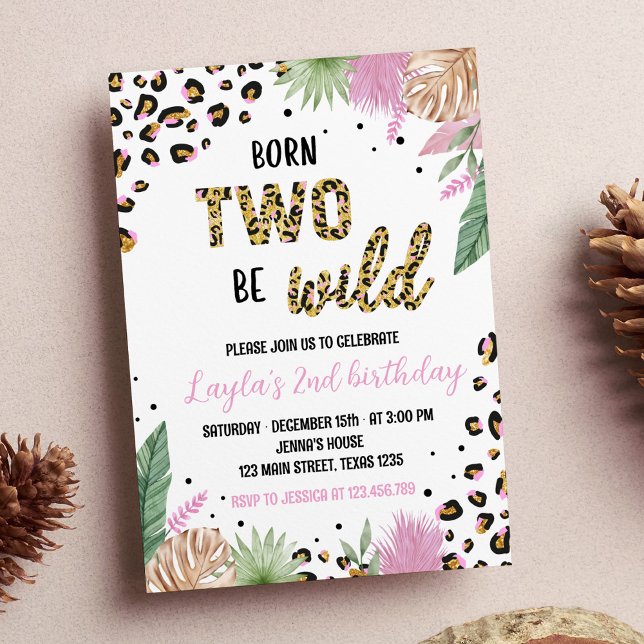 Invitación de segundo cumpleaños a Wild One Leopar (Subido por el creador)