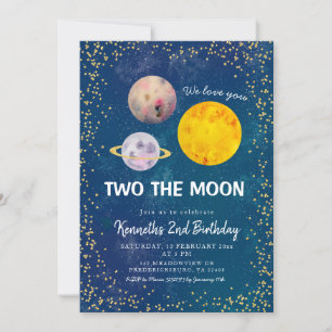 Invitación de segundo cumpleaños al planeta dos en