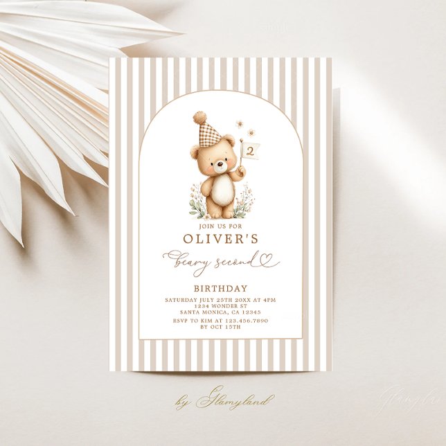 Invitación de segundo cumpleaños de Beary (Subido por el creador)