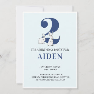 Invitación de segundo cumpleaños de Blue Bunny