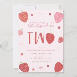 Invitación de segundo cumpleaños de chica Strawber