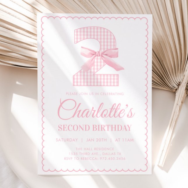 Invitación de segundo cumpleaños de Coquette PINK  (Subido por el creador)