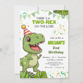 Invitación de segundo cumpleaños de Dino Fiesta