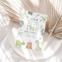 Invitación de segundo cumpleaños de Dinosaurio