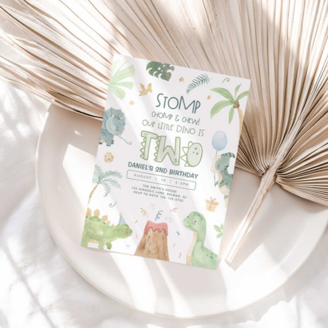 Invitación de segundo cumpleaños de Dinosaurio (Subido por el creador)