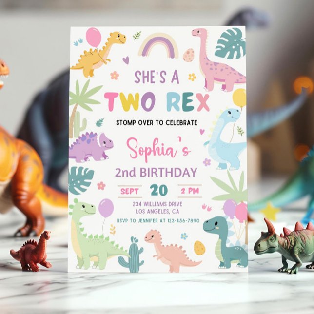 Invitación de segundo cumpleaños de dinosaurio, ED (Subido por el creador)
