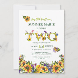 Invitación de segundo cumpleaños de girasol