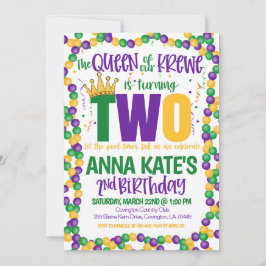Invitación de Segundo Cumpleaños de la Reina Mardi