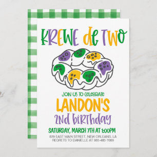 Invitación de segundo cumpleaños de Mardi Gras