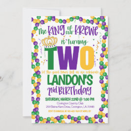 Invitación de segundo cumpleaños de Mardi Gras Kin