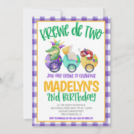 Invitación de segundo cumpleaños de Mardi Gras Kre