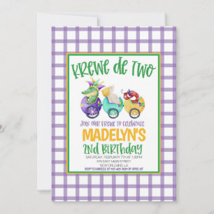 Invitación de segundo cumpleaños de Mardi Gras Kre