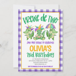Invitación de segundo cumpleaños de Mardi Gras Kre