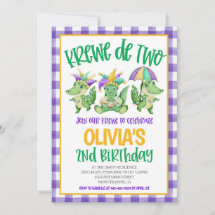 Invitación de segundo cumpleaños de Mardi Gras Kre