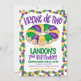 Invitación de segundo cumpleaños de Mardi Gras Kre