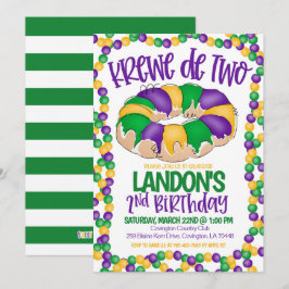 Invitación de segundo cumpleaños de Mardi Gras Kre