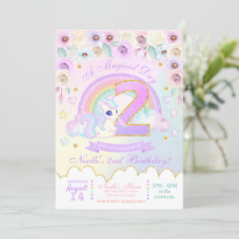 Invitación de segundo cumpleaños de Pastel Rainbow
