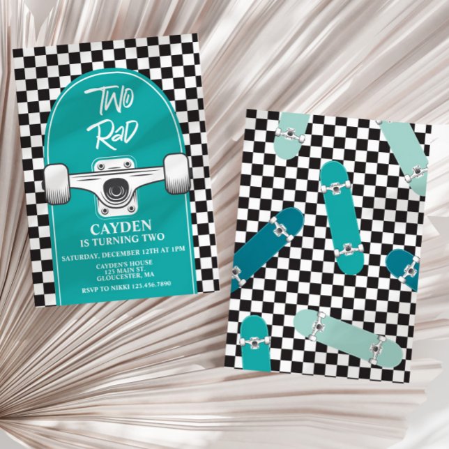 Invitación de segundo cumpleaños de Skateboard Two (Subido por el creador)