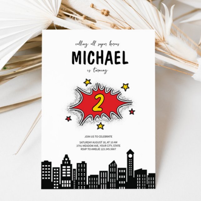 Invitación de segundo cumpleaños de superhéroe din (Subido por el creador)