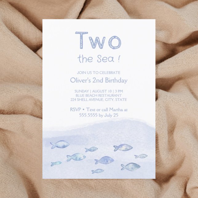 Invitación de segundo cumpleaños de un niño de pez (Subido por el creador)