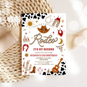 Invitación de segundo cumpleaños de vaquero de rod