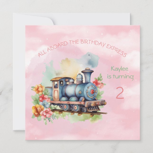 Invitación de segundo cumpleaños del Chica del mot (Anverso)