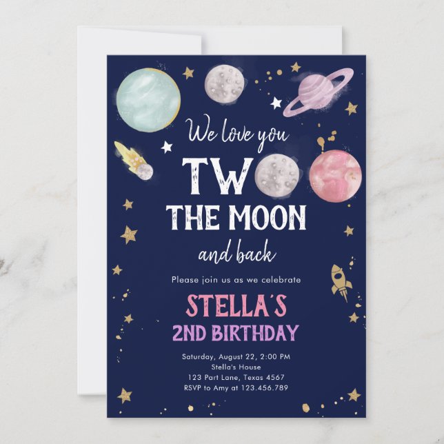 Invitación de segundo cumpleaños del Chica del Pla (Anverso)