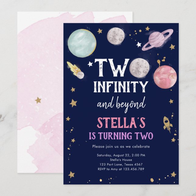 Invitación de segundo cumpleaños del Chica del Pla (Anverso / Reverso)