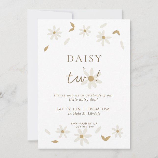 Invitación de segundo cumpleaños del Fiesta Daisy  (Anverso)