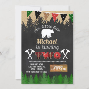 Invitación de segundo cumpleaños del niño Lumberja
