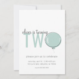 Invitación de segundo cumpleaños en globo minimali