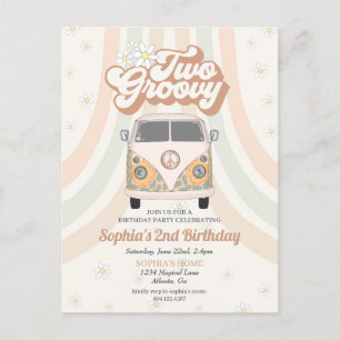 Invitación de segundo cumpleaños Groovy, tema retr