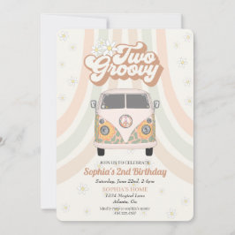Invitación de segundo cumpleaños Groovy, tema retr