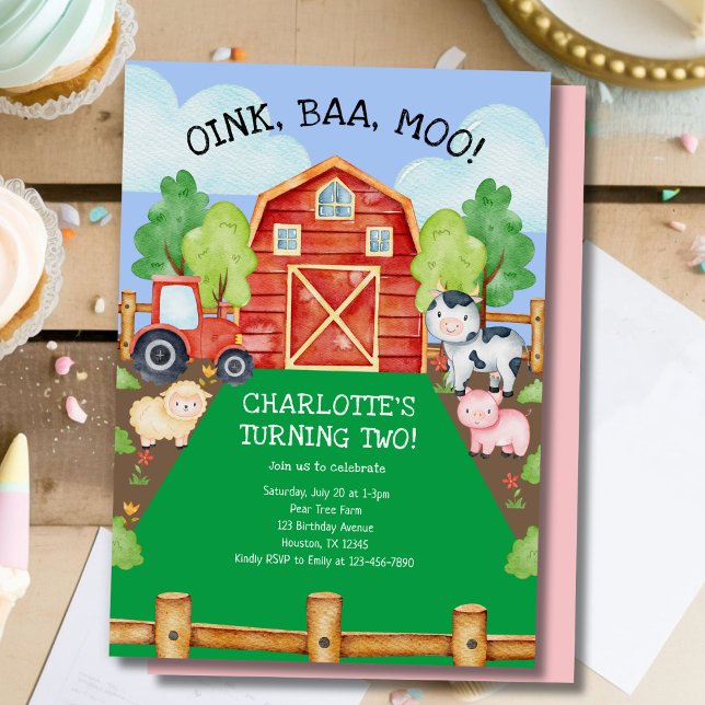 Invitación de segundo cumpleaños para animales de  (Subido por el creador)