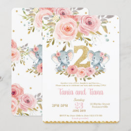 Invitación de segundo cumpleaños para elefantes ge