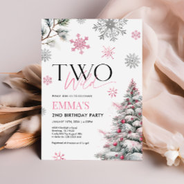 Invitación de segundo cumpleaños rosada, dos cumpl