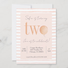 Invitación de segundo cumpleaños rosado