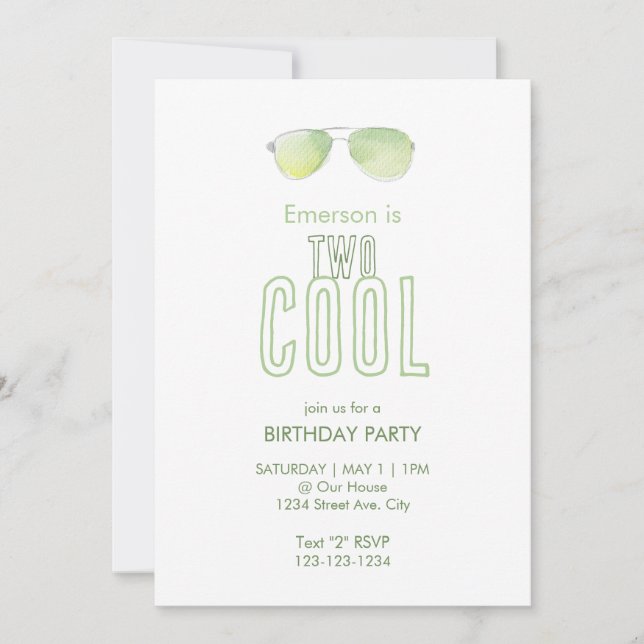 Invitación de segundo cumpleaños Two Cool (Anverso)