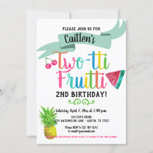 Invitación de segundo cumpleaños Twotti Fruitti