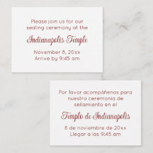 Invitación de sellado de templo de escritura roja