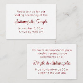 Invitación de sellado de templo de escritura roja