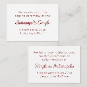 Invitación de sellado de templo de escritura roja
