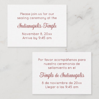 Invitación de sellado de templo de escritura roja 