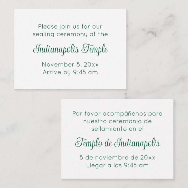Invitación de Sellamiento en el Templo en Guión Ve (Anverso / Reverso)