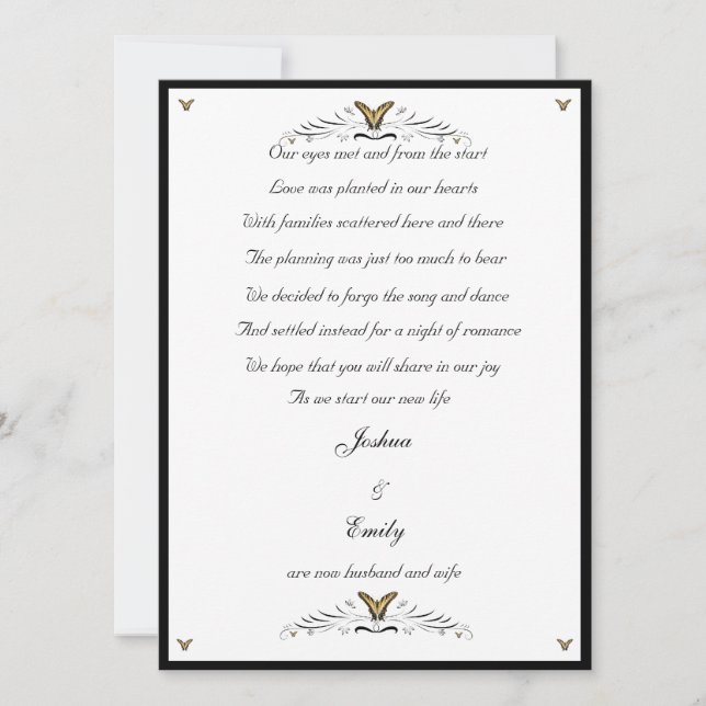 Invitación de separación de mariposas y torbellino (Anverso)