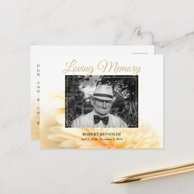 Invitación de Servicio Funerario de Foto Dorada Me (Anverso/Reverso In Situ)