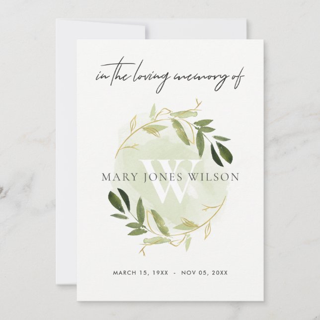 INVITACIÓN DE SERVICIO MEMORIAL DE LA FAUNA VERDE  (Anverso)