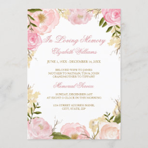 Invitación de Servicio Memorial de Rosa Rosa Elega