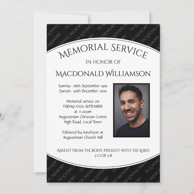 Invitación DE SERVICIO MEMORIAL personalizado (Anverso)