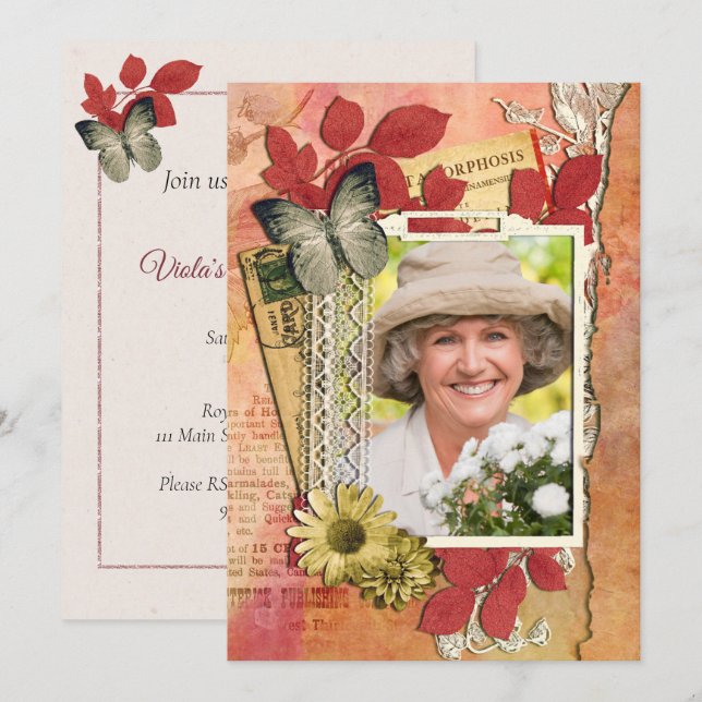 Invitación de Shabby Chic Birthday Party (Anverso / Reverso)